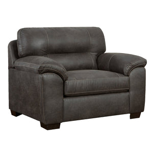English Elm Tirana Button Tufted Faux Leather Accent Chair with Pillow Arms for Living Rooms T2574P195189
