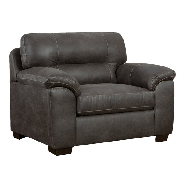 English Elm Tirana Button Tufted Faux Leather Accent Chair with Pillow Arms for Living Rooms T2574P195189