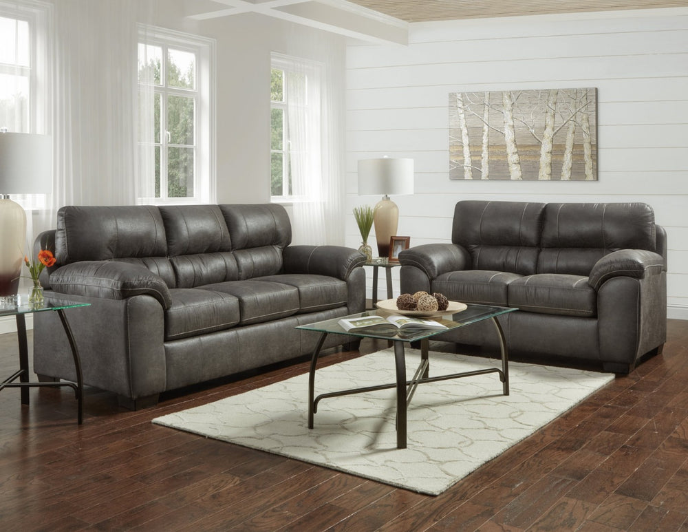 English Elm Tirana Four Piece Faux Leather Living Room Set with Plush Pillow Top Arms T2574P195191