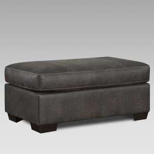 English Elm Tirana Low Profile Leather Look Ottoman for Modern Living Rooms with Contrast Stitching T2574P195193