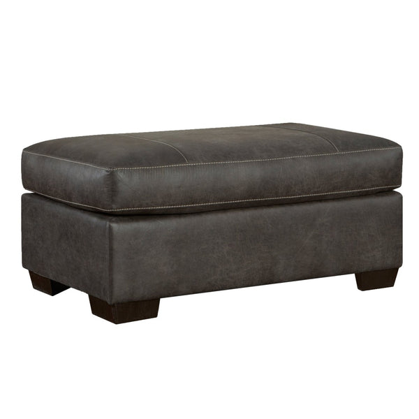 English Elm Tirana Low Profile Leather Look Ottoman for Modern Living Rooms with Contrast Stitching T2574P195193