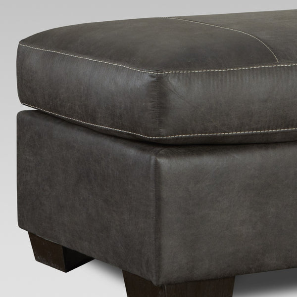 English Elm Tirana Low Profile Leather Look Ottoman for Modern Living Rooms with Contrast Stitching T2574P195193