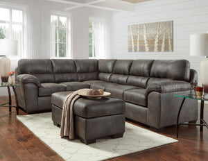 English Elm Tirana Low Profile Leather Look Ottoman for Modern Living Rooms with Contrast Stitching T2574P195193