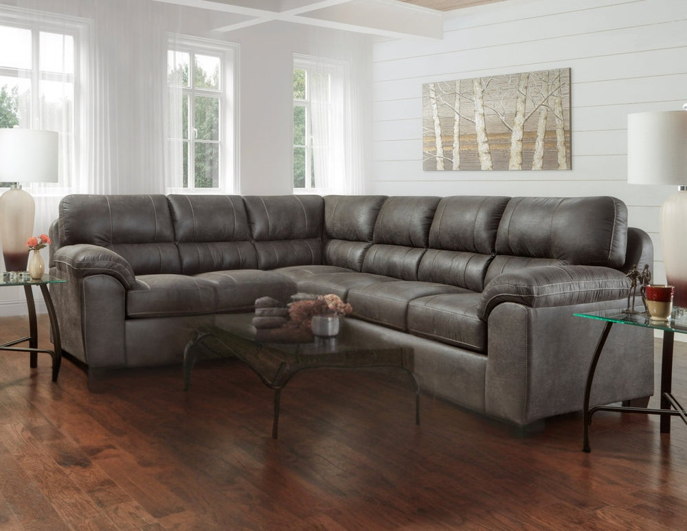 English Elm Tirana Pillow Top Sectional Sofa Faux Leather Contrast Stitch Home Theater Seating T2574P195195