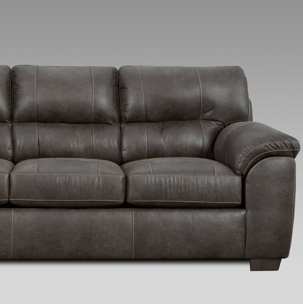 English Elm Tirana Pillow Top Sectional Sofa Faux Leather Contrast Stitch Home Theater Seating T2574P195195