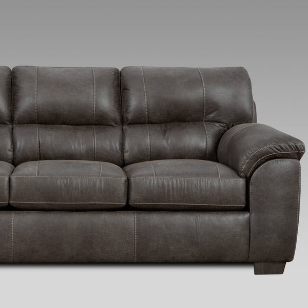 English Elm Tirana Pillow Top Sectional Sofa Faux Leather Contrast Stitch Home Theater Seating T2574P195195