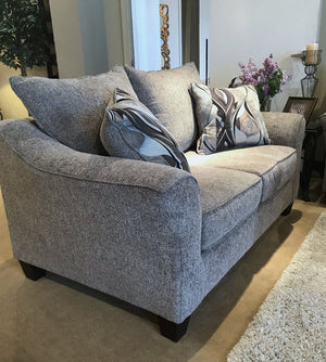 English Elm Camero Pillow Back Sofa and Loveseat Set Textured Fabric Seating for Living Room Gray T2574P195445