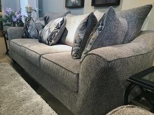 English Elm Camero Pillow Back Sofa and Loveseat Set Textured Fabric Seating for Living Room Gray T2574P195445