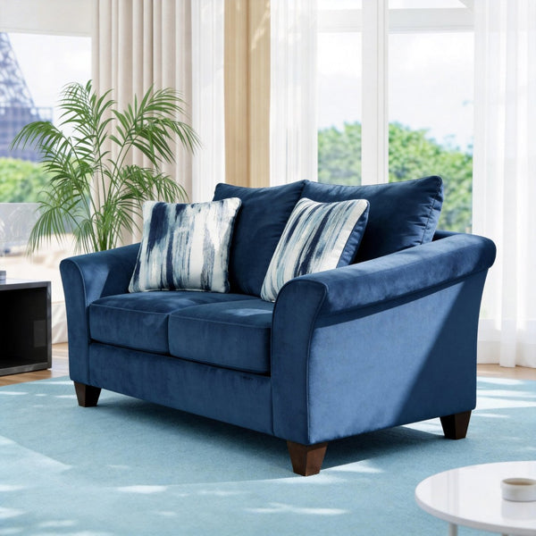 English Elm Camero Pillow Back Sofa and Loveseat Set Textured Fabric Seating for Living Room Navy Blue T2574P195446
