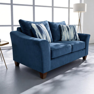 English Elm Camero Pillow Back Sofa and Loveseat Set Textured Fabric Seating for Living Room Navy Blue T2574P195446
