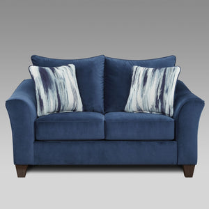 English Elm Camero Pillow Back Sofa and Loveseat Set Textured Fabric Seating for Living Room Navy Blue T2574P195446