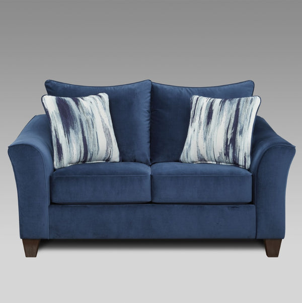 English Elm Camero Pillow Back Sofa and Loveseat Set Textured Fabric Seating for Living Room Navy Blue T2574P195446