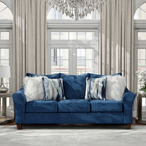 English Elm Camero Pillow Back Sofa and Loveseat Set Textured Fabric Seating for Living Room Navy Blue T2574P195446