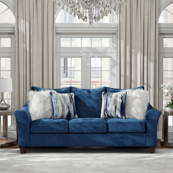 English Elm Camero Pillow Back Sofa and Loveseat Set Textured Fabric Seating for Living Room Navy Blue T2574P195446