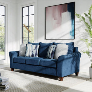English Elm Camero Pillow Back Sofa and Loveseat Set Textured Fabric Seating for Living Room Navy Blue T2574P195446
