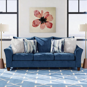 English Elm Camero Pillow Back Sofa and Loveseat Set Textured Fabric Seating for Living Room Navy Blue T2574P195446