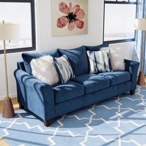 English Elm Camero Pillow Back Sofa and Loveseat Set Textured Fabric Seating for Living Room Navy Blue T2574P195446