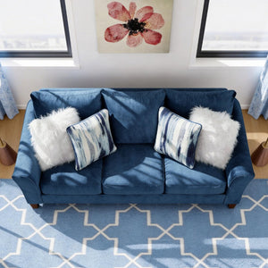 English Elm Camero Pillow Back Sofa and Loveseat Set Textured Fabric Seating for Living Room Navy Blue T2574P195446