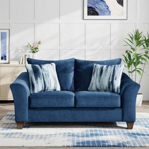 English Elm Camero Pillow Back Sofa and Loveseat Set Textured Fabric Seating for Living Room Navy Blue T2574P195446