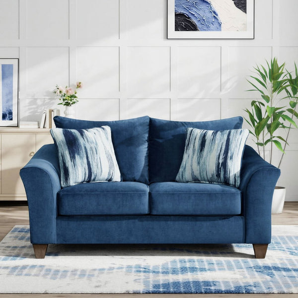 English Elm Camero Pillow Back Sofa and Loveseat Set Textured Fabric Seating for Living Room Navy Blue T2574P195446