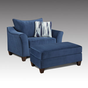English Elm Camero Pillowback Accent Chair and Ottoman Set with Welted Polyester Upholstery T2574P195449