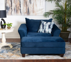 English Elm Camero Pillowback Accent Chair and Ottoman Set with Welted Polyester Upholstery T2574P195449