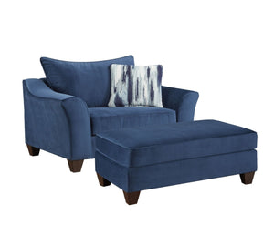 English Elm Camero Pillowback Accent Chair and Ottoman Set with Welted Polyester Upholstery T2574P195449
