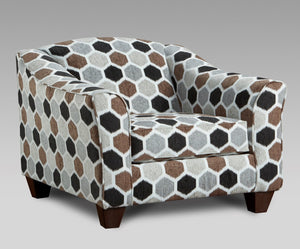 English Elm Camero Pillow Back Accent Armchair Textured Silver Fabric with Espresso Block Legs Multicolor T2574P195450