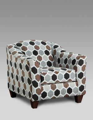 English Elm Camero Pillow Back Accent Armchair Textured Silver Fabric with Espresso Block Legs Multicolor T2574P195450