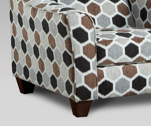 English Elm Camero Pillow Back Accent Armchair Textured Silver Fabric with Espresso Block Legs Multicolor T2574P195450