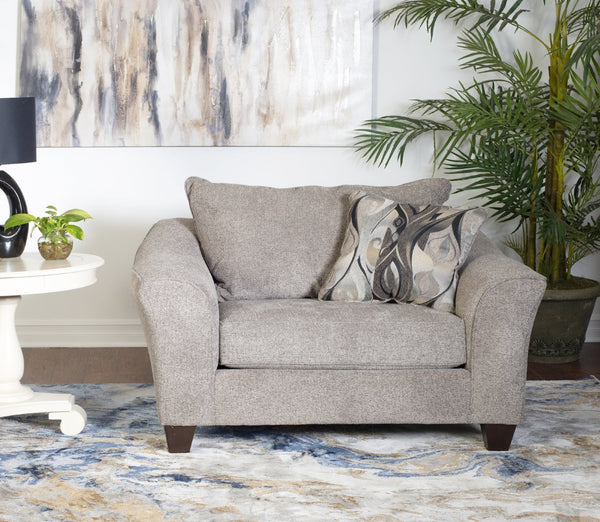 English Elm Camero Pillow Back Accent Armchair Textured Silver Fabric with Espresso Block Legs Gray T2574P195452