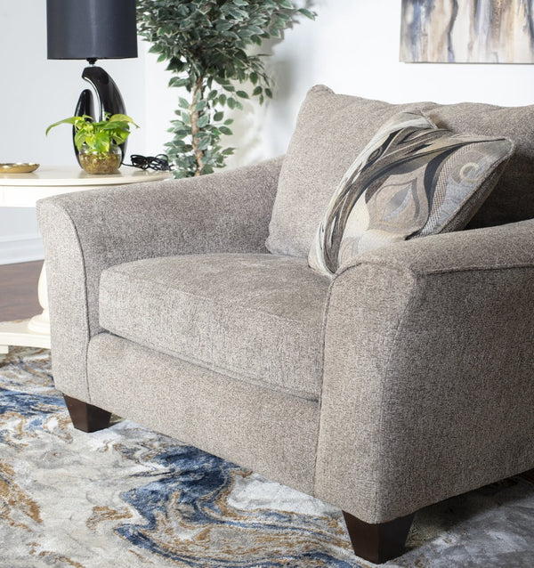 English Elm Camero Pillow Back Accent Armchair Textured Silver Fabric with Espresso Block Legs Gray T2574P195452