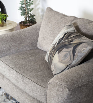 English Elm Camero Pillow Back Accent Armchair Textured Silver Fabric with Espresso Block Legs Gray T2574P195452
