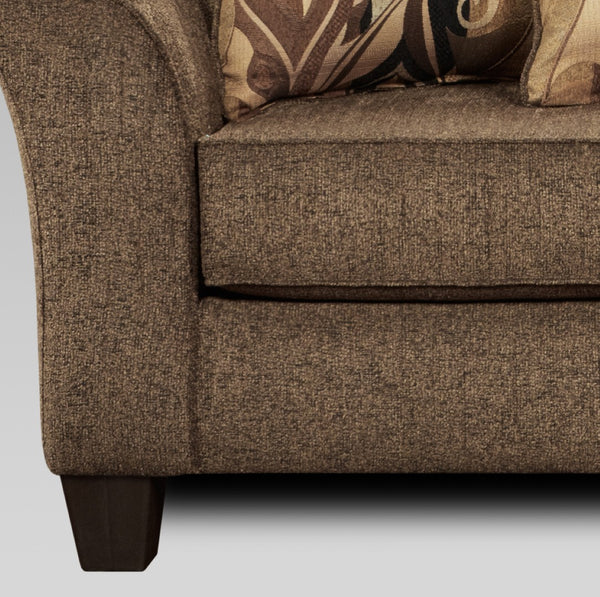 English Elm Camero Overstuffed Pillow-back Loveseat in Textured Fabric with Espresso Block Legs T2574P195787