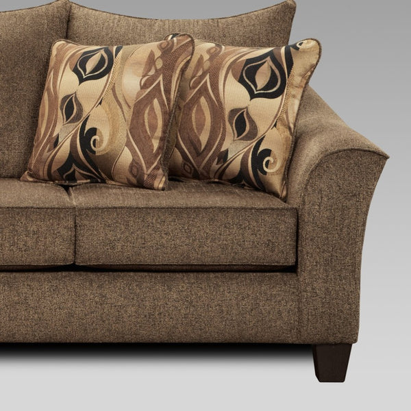 English Elm Camero Overstuffed Pillow-back Loveseat in Textured Fabric with Espresso Block Legs T2574P195787