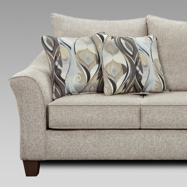 English Elm Camero Platinum Overstuffed Pillow Back Loveseat in Textured Gray Fabric for Casual Living T2574P195788