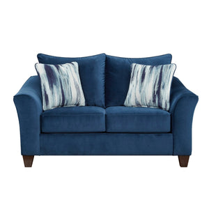 English Elm Camero Navy Textured Fabric Loveseat with Pillow Back Cushions for Casual Living Rooms T2574P195789