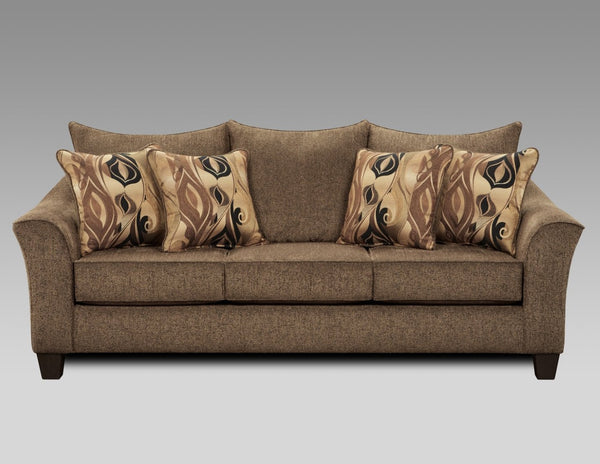 English Elm Camero Textured Brown Fabric Living Room Set with Sofa Loveseat Chair and Ottoman T2574P195792