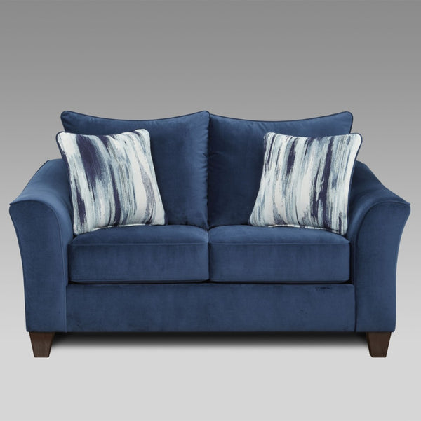 English Elm Camero Navy Fabric 4 Piece Living Room Set with Hardwood Frame and Welted Trim T2574P195794