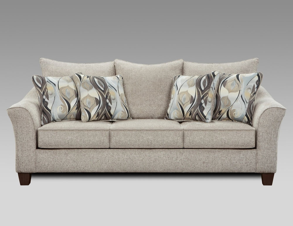 English Elm Camero Pillowback Gray Fabric Sofa with Welted Trim and Rolled Arms for Living Rooms T2574P195797