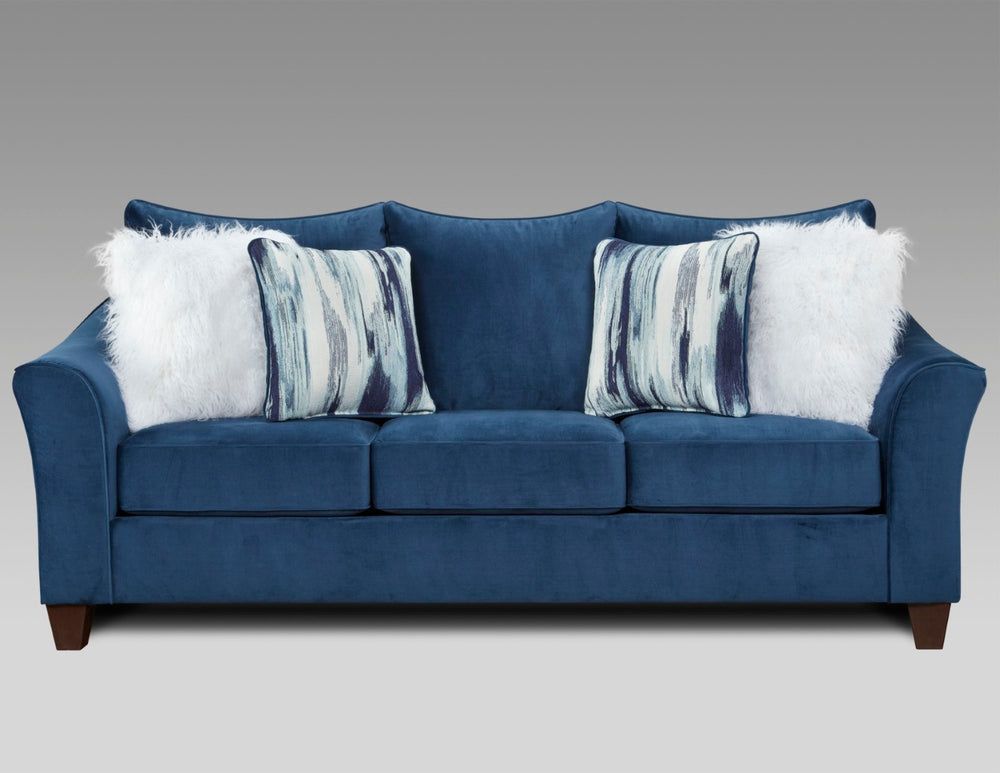English Elm Camero Navy Fabric Sofa with Overstuffed Pillowback and Welted Trim for Living Rooms T2574P195798