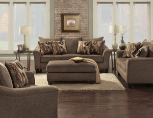English Elm Camero Upholstered Cocktail Ottoman Warm Brown Fabric with Espresso Wood Legs T2574P195799