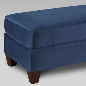 English Elm Camero Navy Velvet Rectangular Ottoman with Espresso Legs for Living Room Sectionals T2574P195801