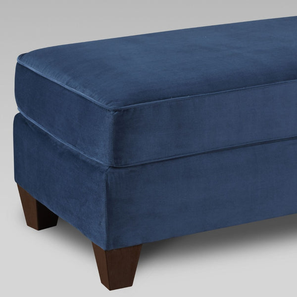 English Elm Camero Navy Velvet Rectangular Ottoman with Espresso Legs for Living Room Sectionals T2574P195801