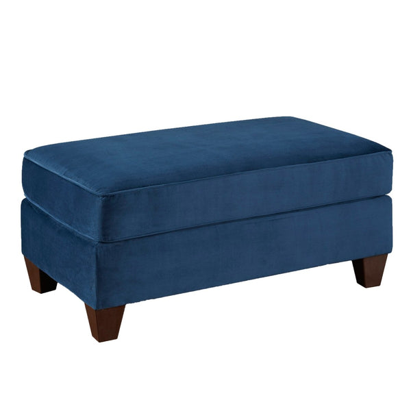 English Elm Camero Navy Velvet Rectangular Ottoman with Espresso Legs for Living Room Sectionals T2574P195801