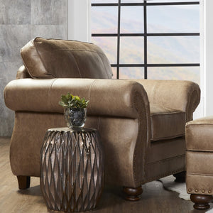 English Elm Leinster Faux Leather Accent Armchair with Nailhead Trim and Rolled Arms Brown T2574P196587