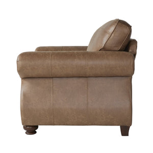 English Elm Leinster Faux Leather Accent Armchair with Nailhead Trim and Rolled Arms Brown T2574P196587