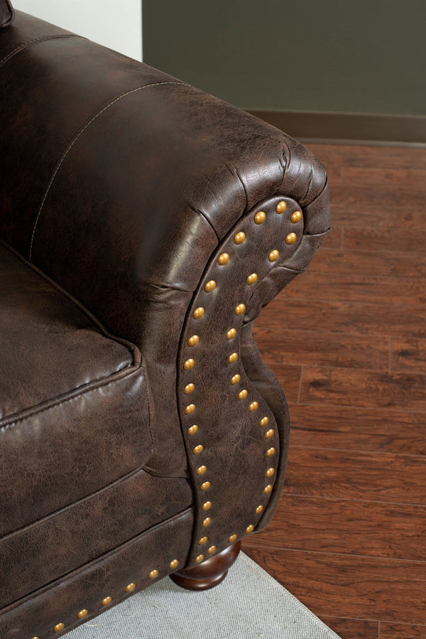 English Elm Leinster Faux Leather Accent Armchair with Nailhead Trim and Rolled Arms Espresso T2574P196592