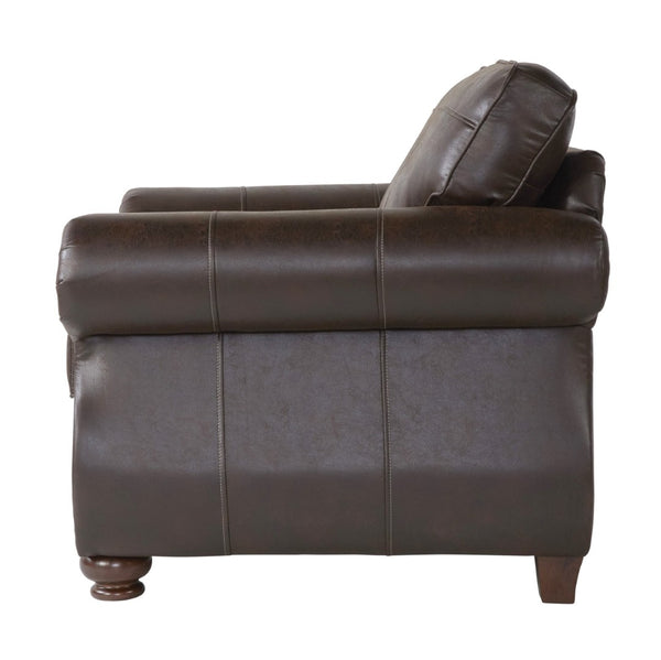 English Elm Leinster Faux Leather Accent Armchair with Nailhead Trim and Rolled Arms Espresso T2574P196592