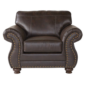 English Elm Leinster Faux Leather Accent Armchair with Nailhead Trim and Rolled Arms Espresso T2574P196592